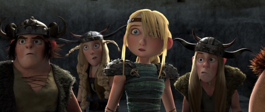 Astrid staring at Hiccup in surprise