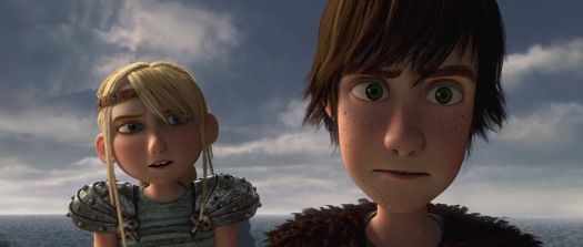 Hiccup talking to Astrid on cliff